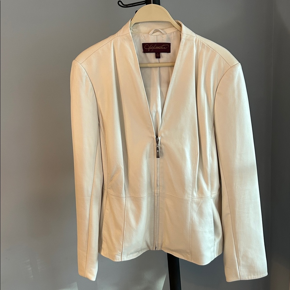 Hal Rubenstein White Leather Jacket NWT